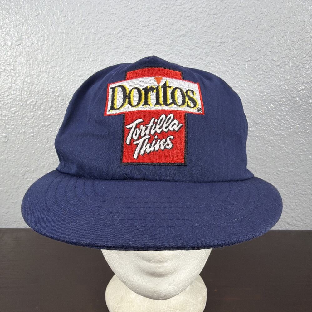 RARE Vintage Doritos Tortilla Thins SnapBack Blue Hat Cap